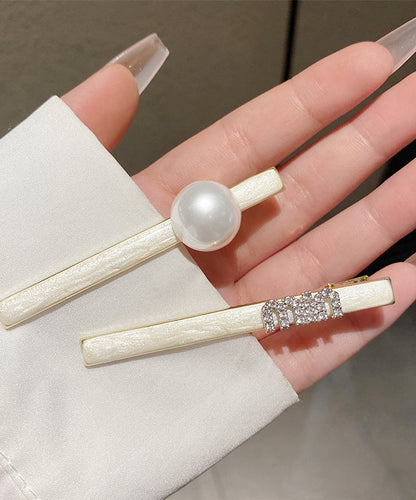 Stylish White Pearl Alloy Pearl Zircon Hairpin