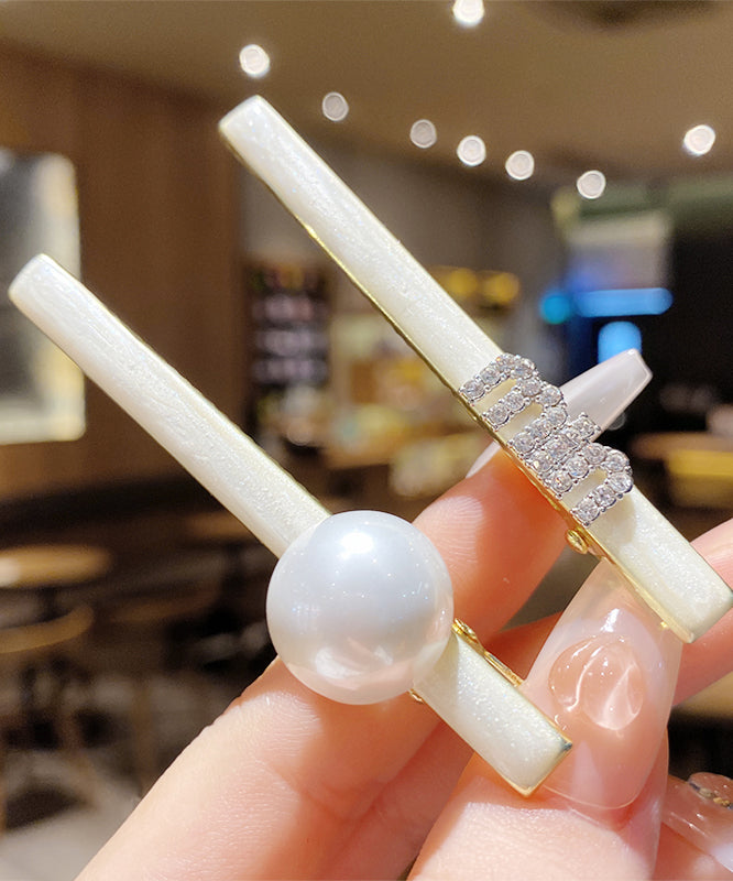Stylish White Pearl Alloy Pearl Zircon Hairpin