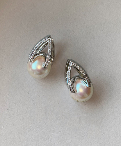 Stylish White Pearl High Quality Zircon Drop Earrings
