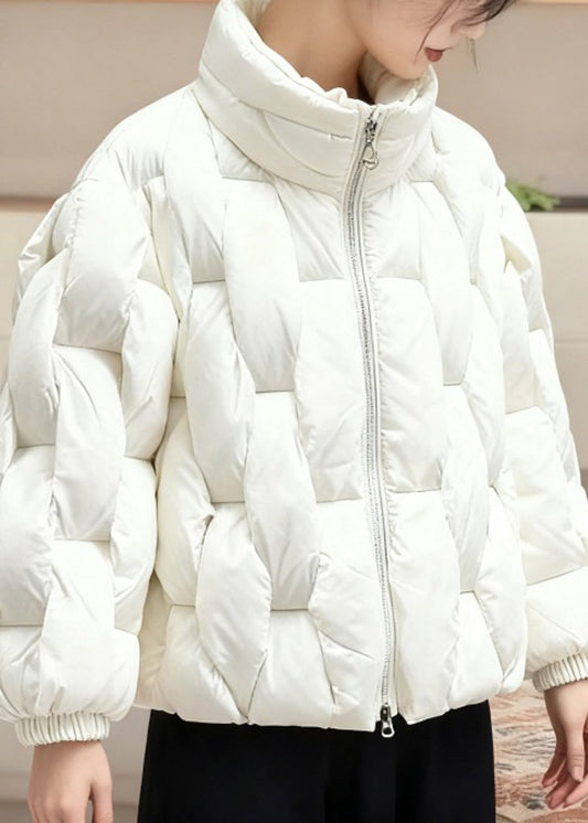 Parkas elegantes de invierno de algodón fino con cuello alto y cremallera