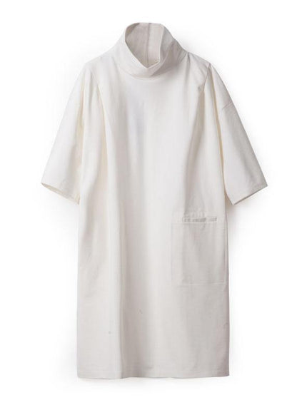 Stylish White Turtleneck Fall Loose Knit Dress - SooLinen