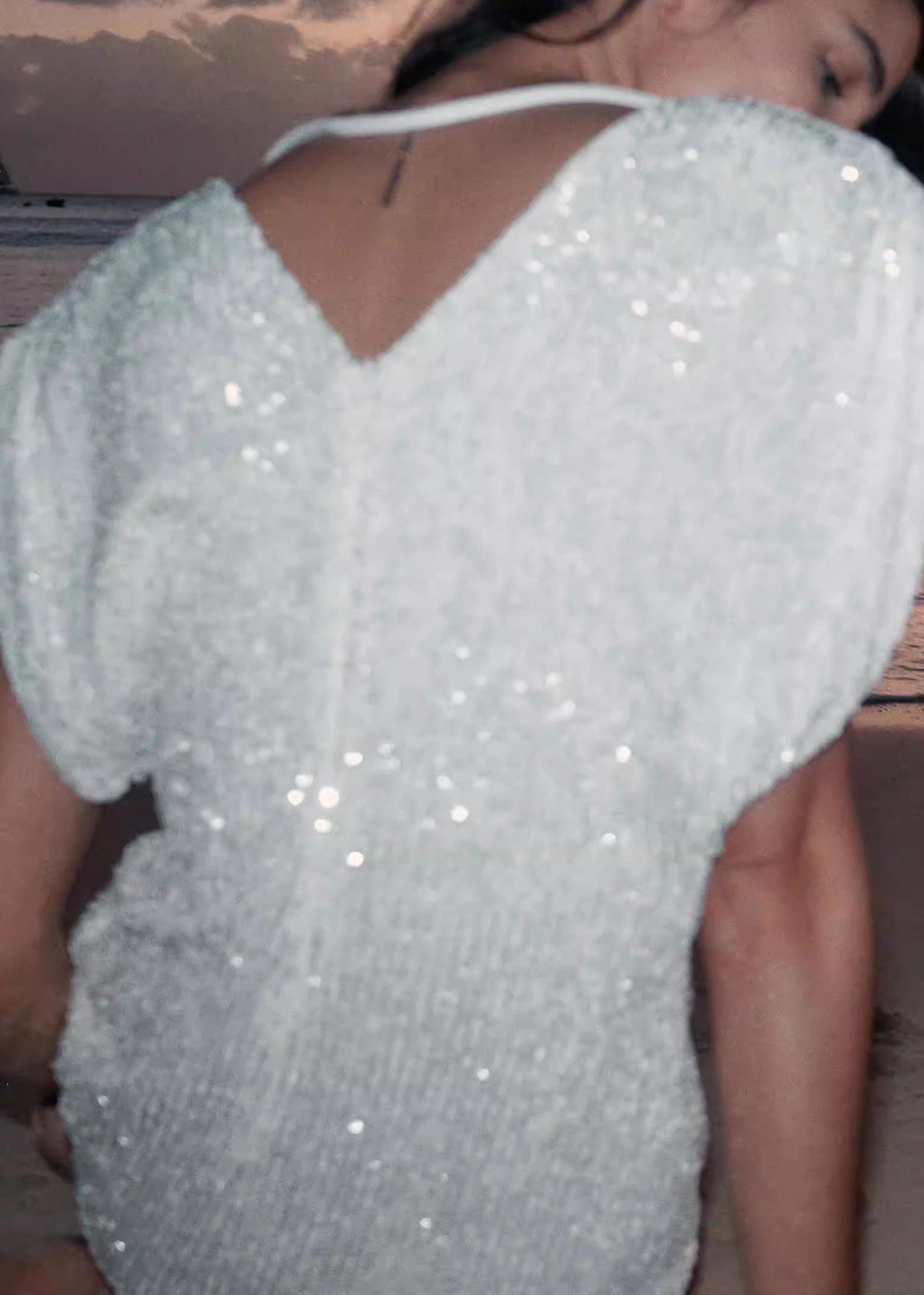 Stylish White Wraped Sequins Mini Dresses Summer