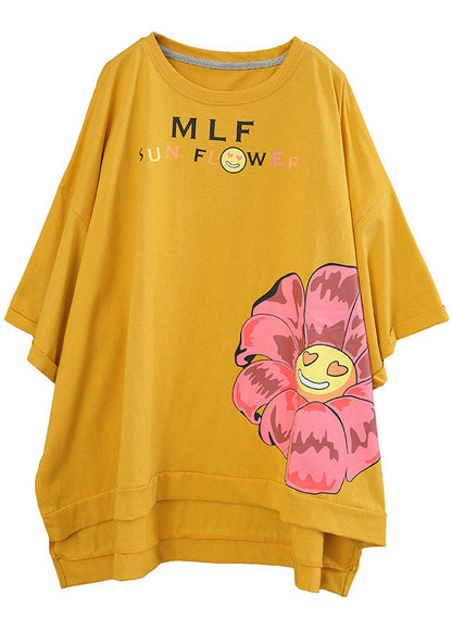 Stilvolles gelbes, lockeres O-Ausschnitt-Print-Design mit niedrigem und hohem Design