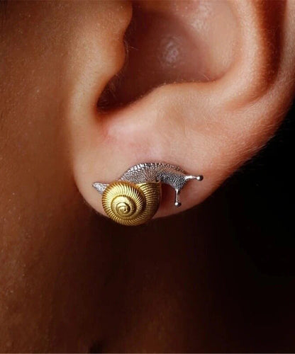 Stylish Yellow Sterling Silver Snail Stud Earrings