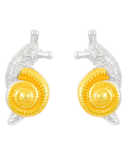 Stylish Yellow Sterling Silver Snail Stud Earrings