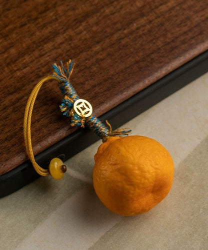 Stilvolle gelbe Handyketten aus geflochtenem orangefarbenem Stoff