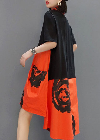 Stilvolle schwarz orange Knopf Peter Pan Kragen Hemd Kleider Frühling