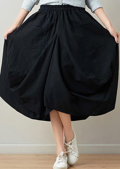 Stylish solid lantern Cotton Linen Skirts Summer - SooLinen