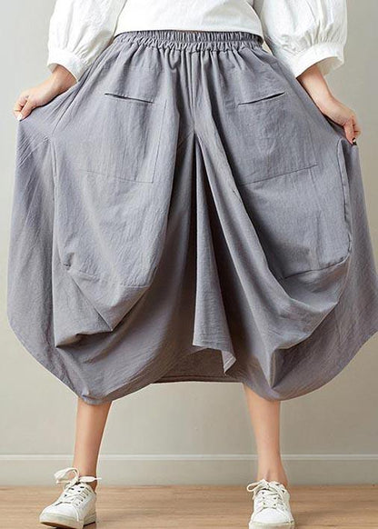 Stylish solid lantern Cotton Linen Skirts Summer - SooLinen