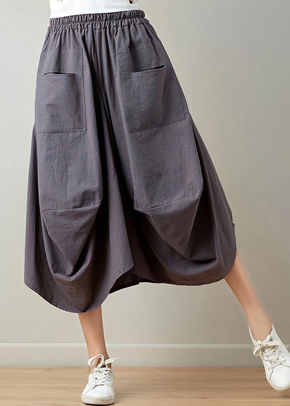 Stylish solid lantern Cotton Linen Skirts Summer - SooLinen