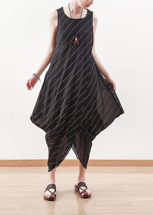 Summer Black Dress Slim Irregular Vest Skirt Mid-length Skirt - SooLinen