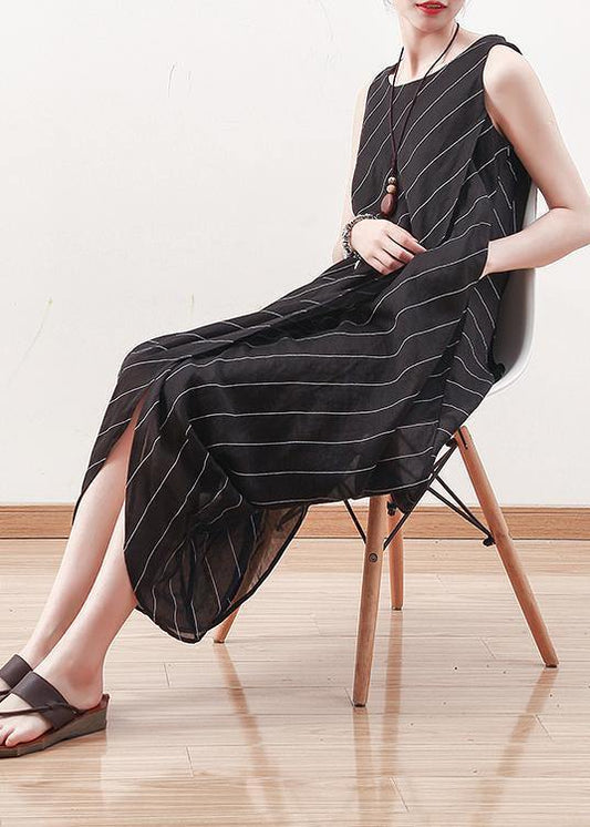 Summer Black Dress Slim Irregular Vest Skirt Mid-length Skirt - SooLinen