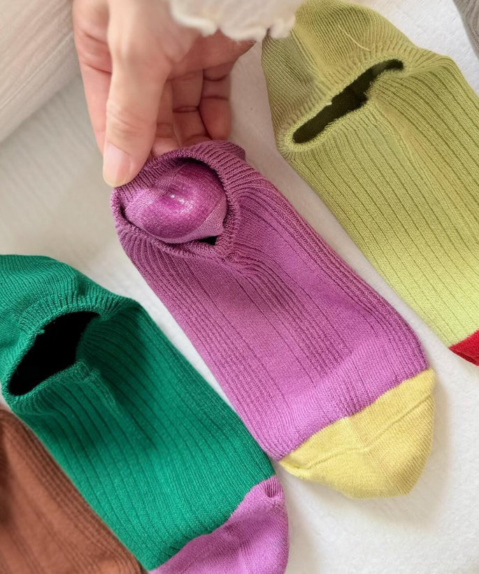 Summer Dopamine Contrasting Breathable Cotton Ankle Socks