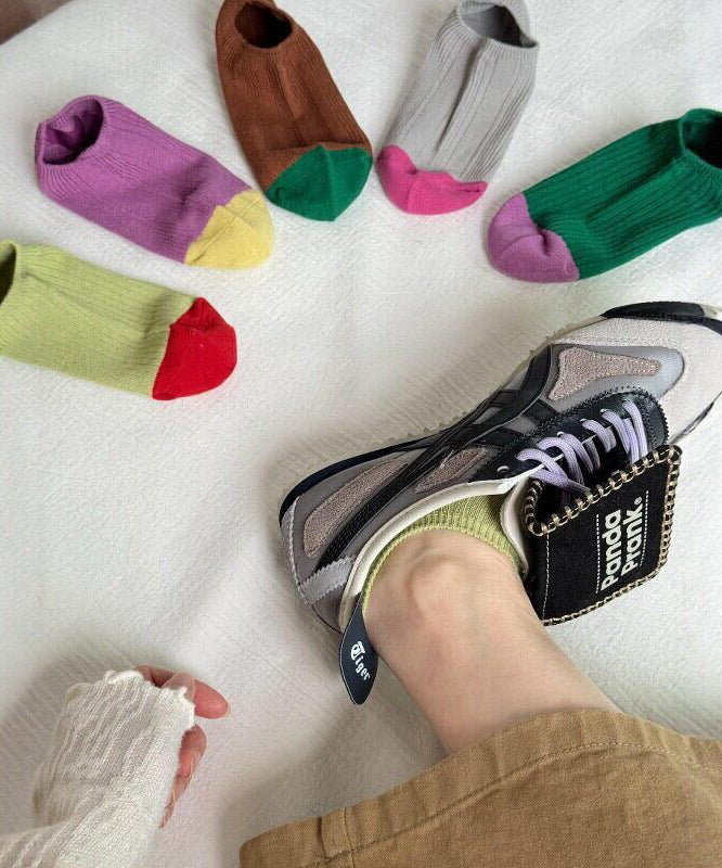 Summer Dopamine Contrasting Breathable Cotton Ankle Socks