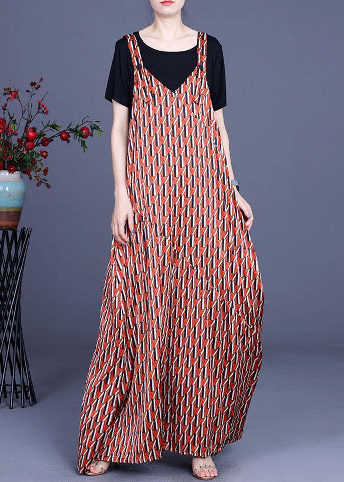 Summer Jumpsuit floral + Milk T-Shirt Two Piece Set - SooLinen