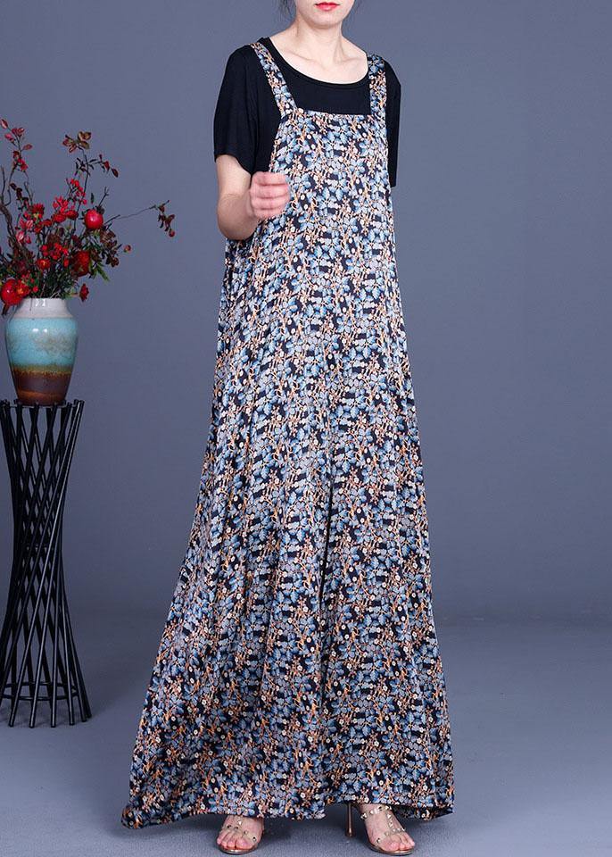 Summer Jumpsuit floral + Milk T-Shirt Two Piece Set - SooLinen