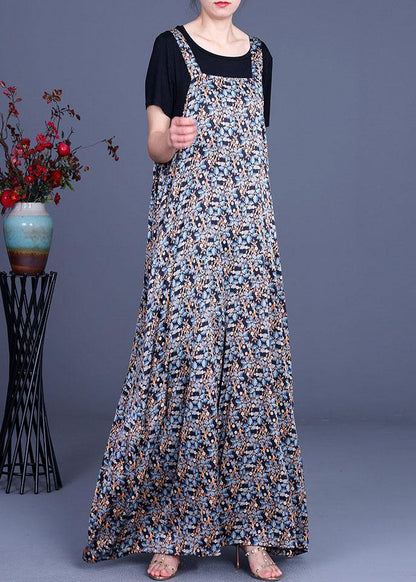 Summer Jumpsuit floral + Milk T-Shirt Two Piece Set - SooLinen