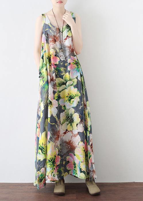 Summer Loose National Style Sleeveless Cotton Vest Long Dress - SooLinen