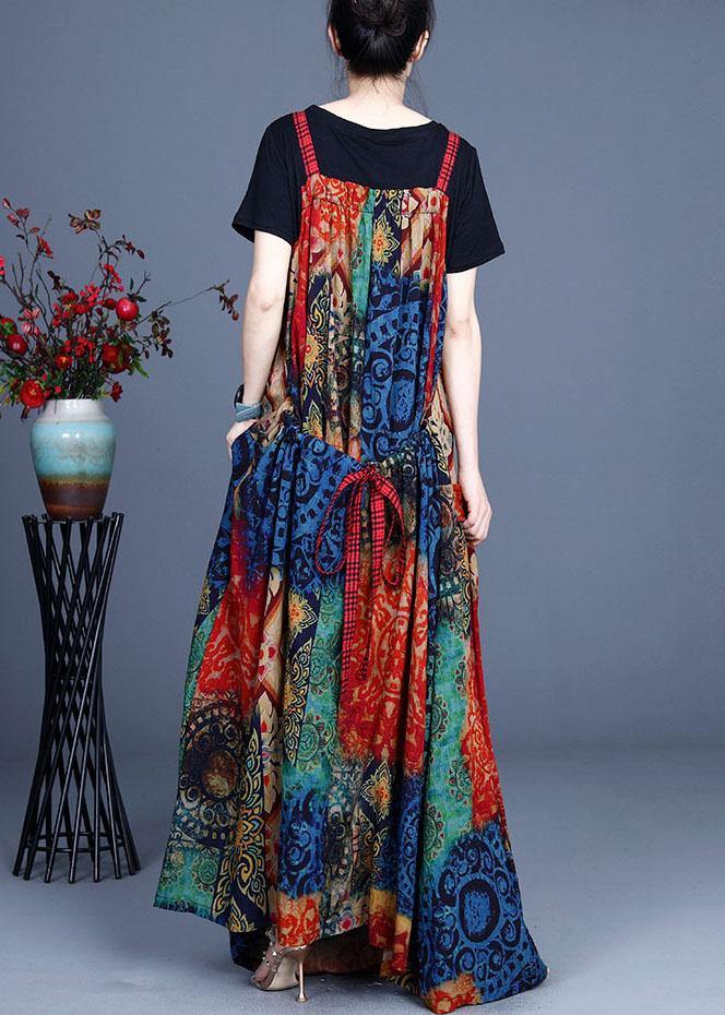 Summer Pleated And irregular Suspender Skirt + T-shirt - SooLinen