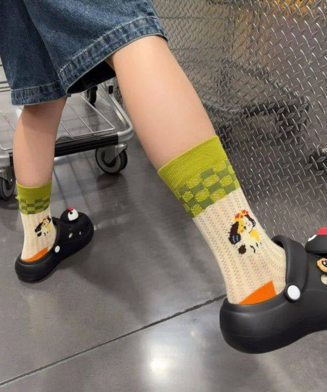 Summer Thin Hollow Out Dopamine Cartoon Mid Tube Socks