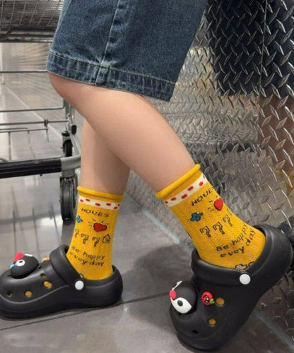 Summer Thin Hollow Out Dopamine Cartoon Mid Tube Socks