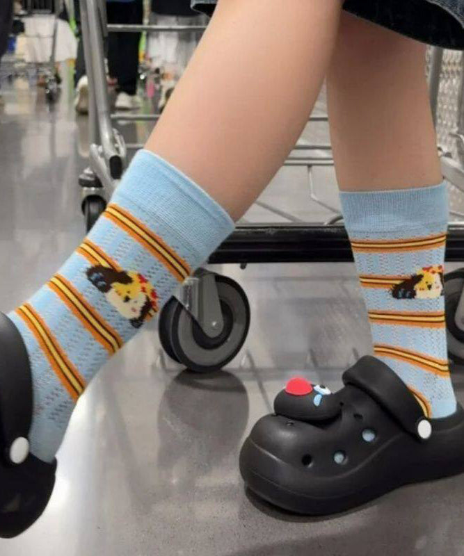Summer Thin Hollow Out Dopamine Cartoon Mid Tube Socks