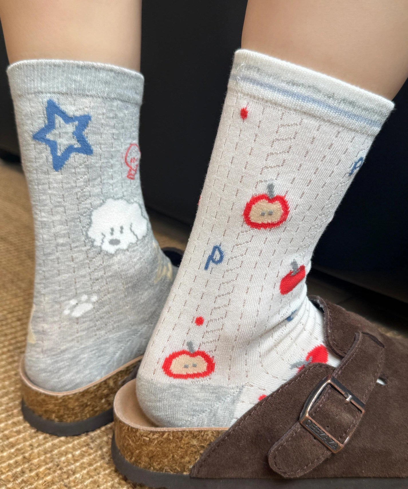 Summer Thin Jacquard Mid Calf Socks Made Of Cotton