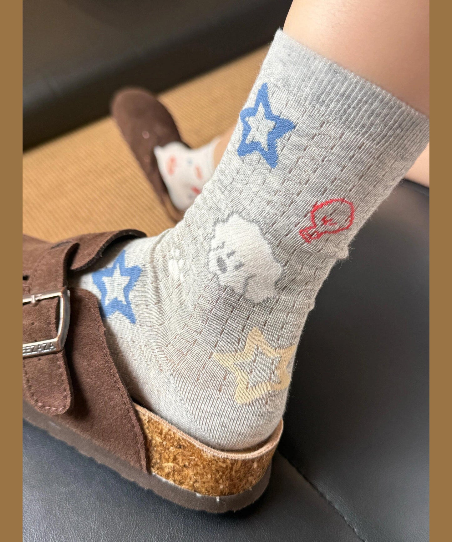 Summer Thin Jacquard Mid Calf Socks Made Of Cotton