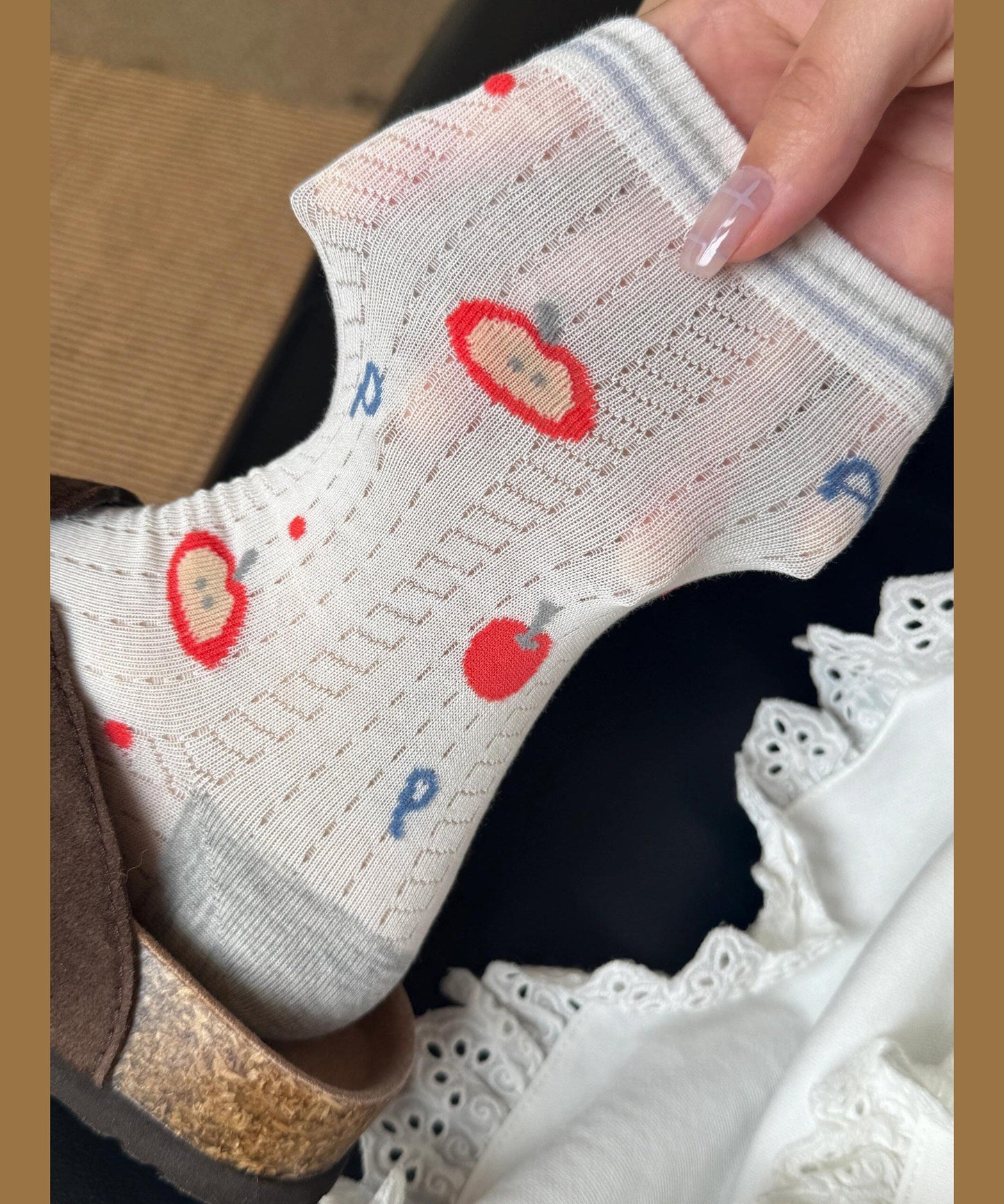 Summer Thin Jacquard Mid Calf Socks Made Of Cotton