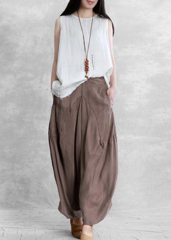 Summer irregular harem pants white color casual pants - SooLinen