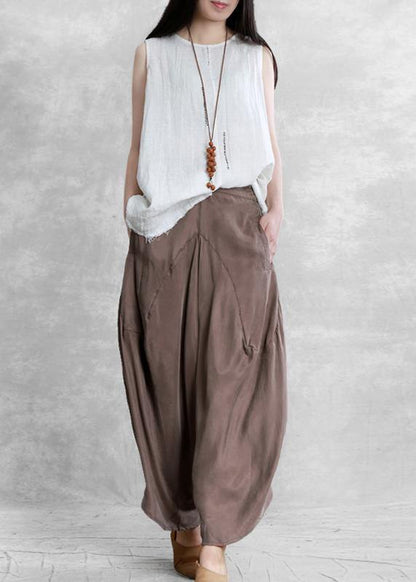 Summer irregular harem pants white color casual pants - SooLinen