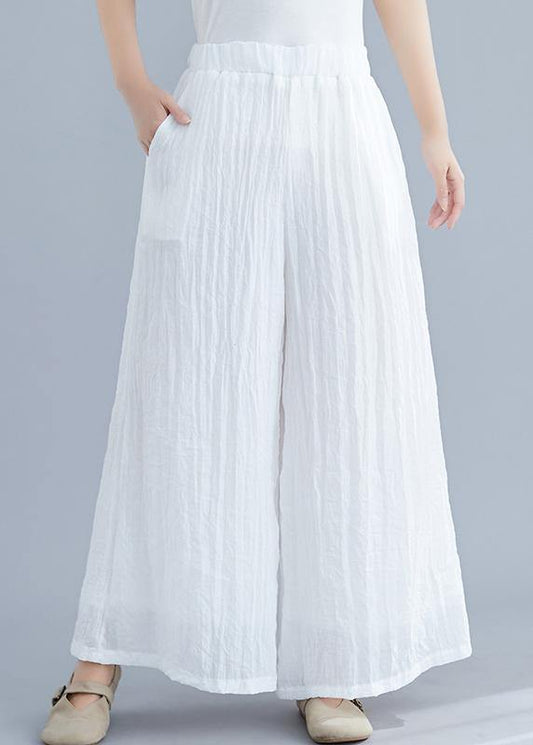 Summer new cotton and linen white wide leg pants loose yoga Chinese trousers - SooLinen
