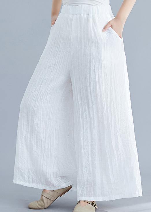 Summer new cotton and linen white wide leg pants loose yoga Chinese trousers - SooLinen