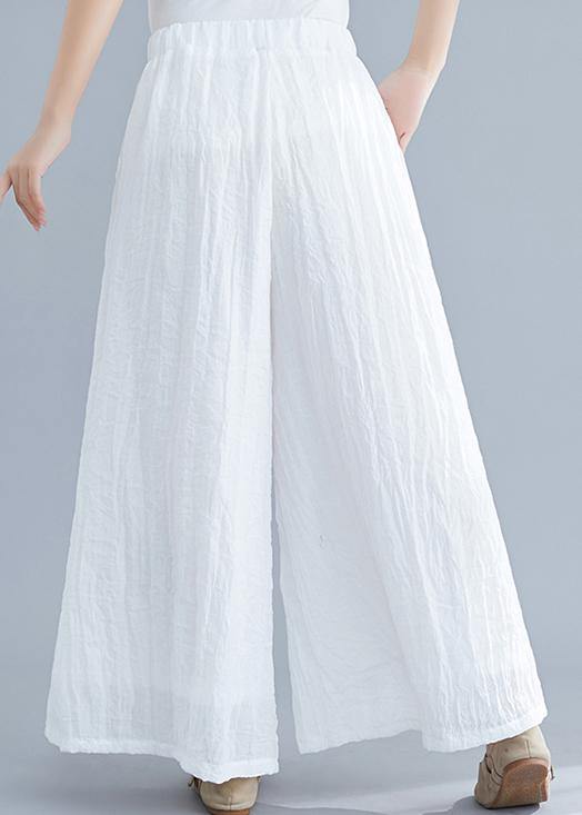 Summer new cotton and linen white wide leg pants loose yoga Chinese trousers - SooLinen