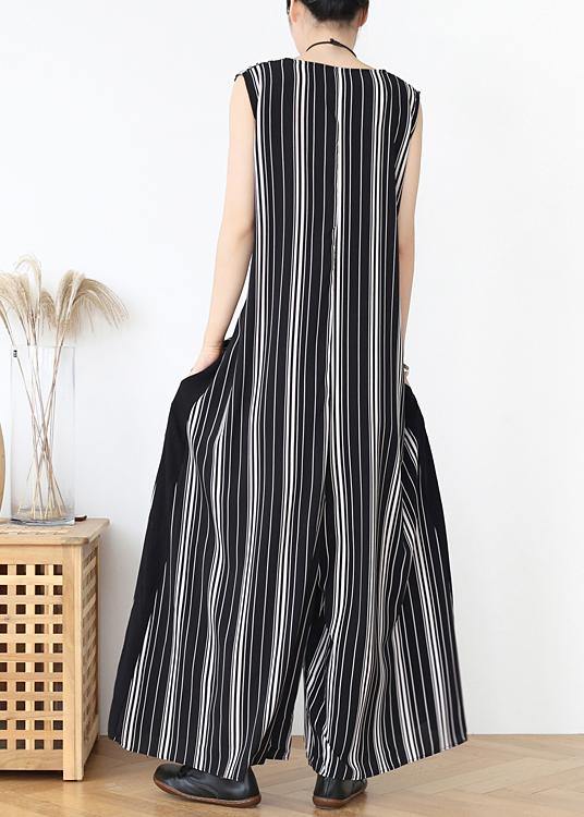 Summer new loose large size travel beach chiffon striped jumpsuit jumpsuit - SooLinen