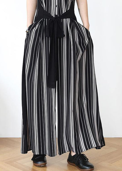 Summer new loose large size travel beach chiffon striped jumpsuit jumpsuit - SooLinen