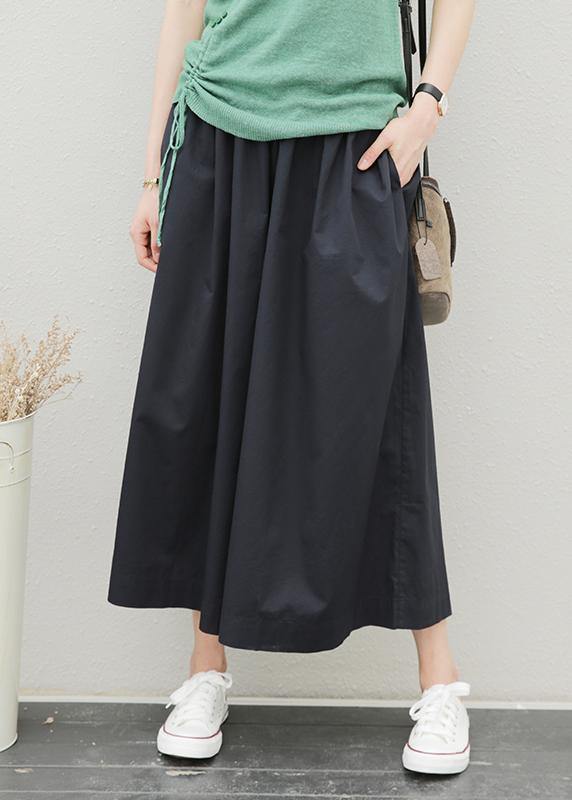 Summer women's new elastic waist fat legs large size black nine-point pants skirt - SooLinen