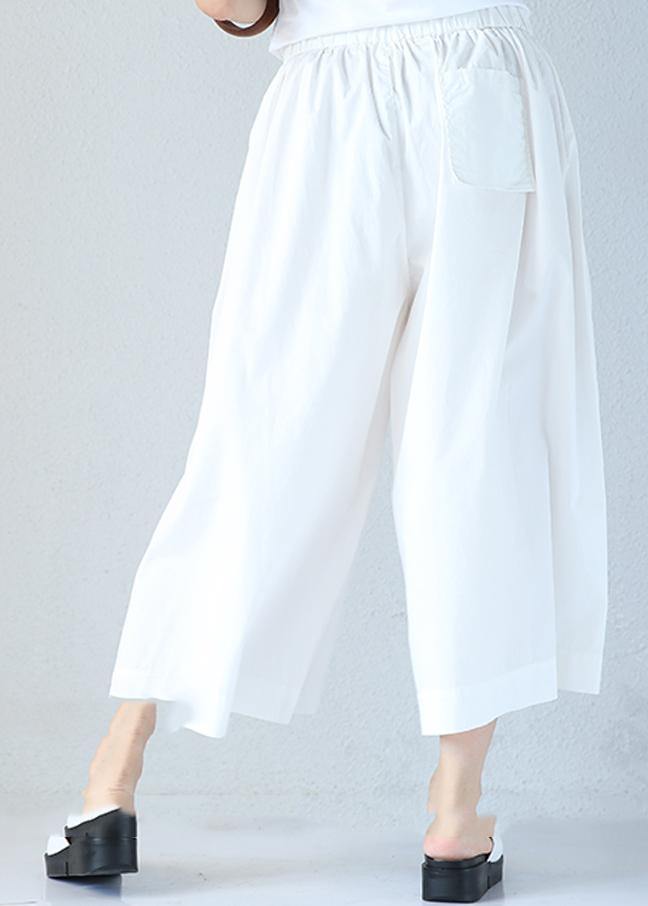 Summer women's new elastic waist fat legs large size black nine-point pants skirt - SooLinen