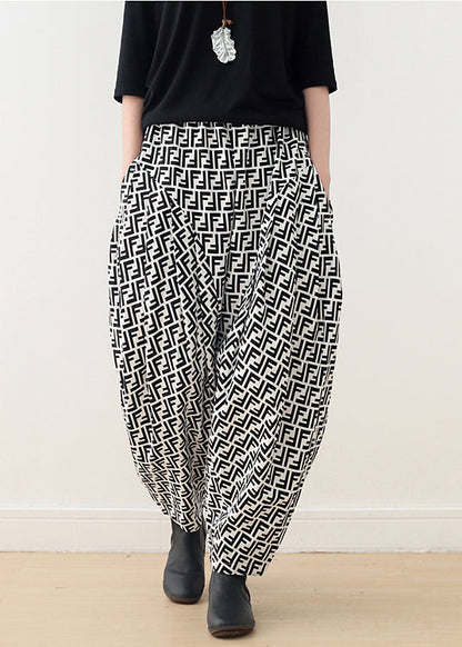 Summer women's small fresh cotton letters loose big yards wide leg pants hanging crotch carrot