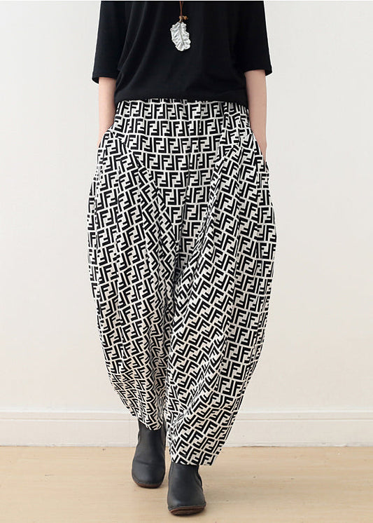 Summer women's small fresh cotton letters loose big yards wide leg pants hanging crotch carrot