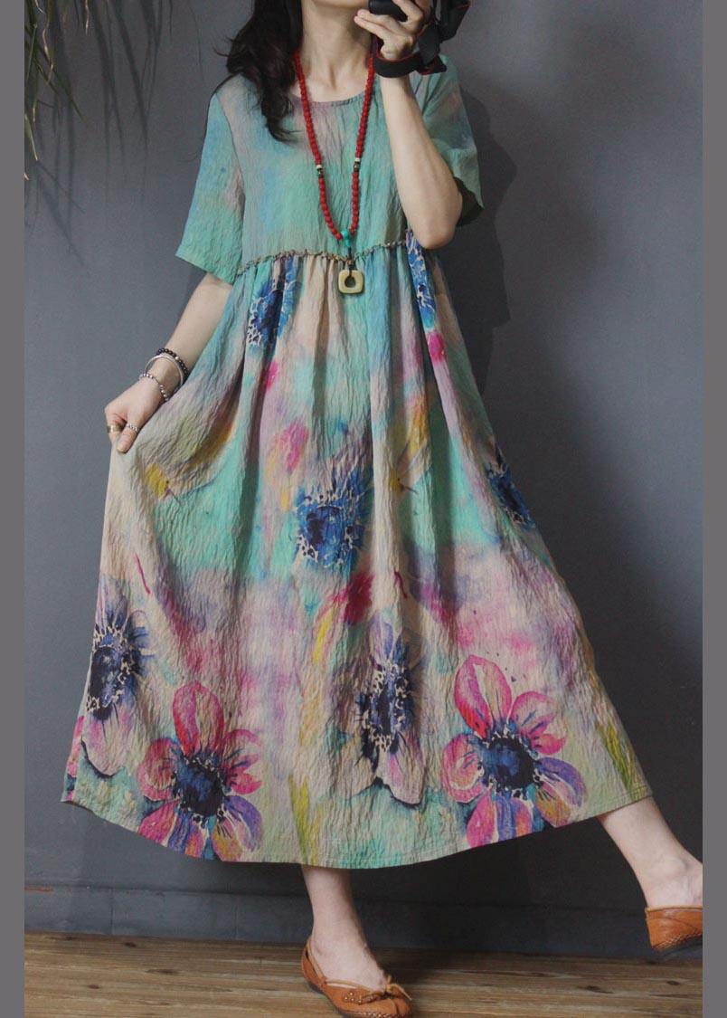 Sunflower Floral Mid Length Dress Summer - SooLinen
