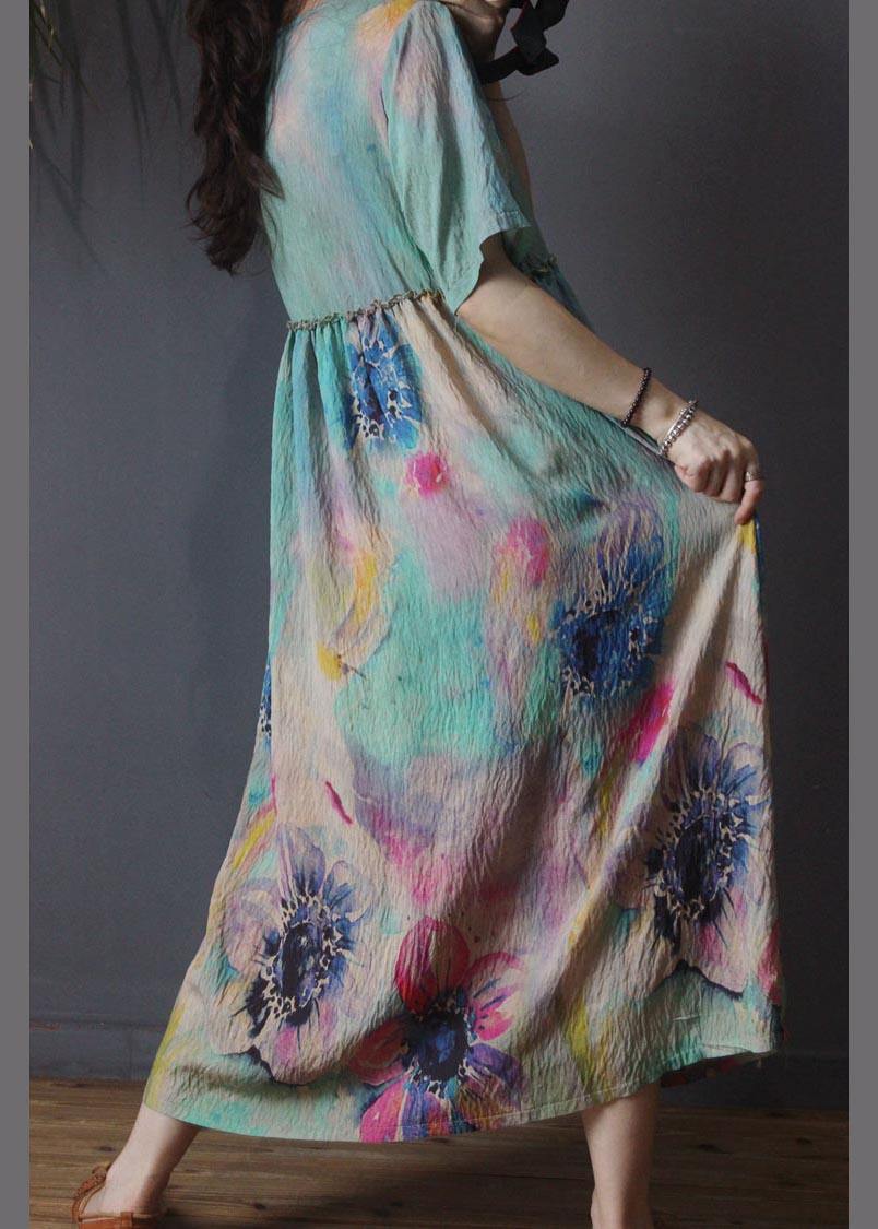 Sunflower Floral Mid Length Dress Summer - SooLinen