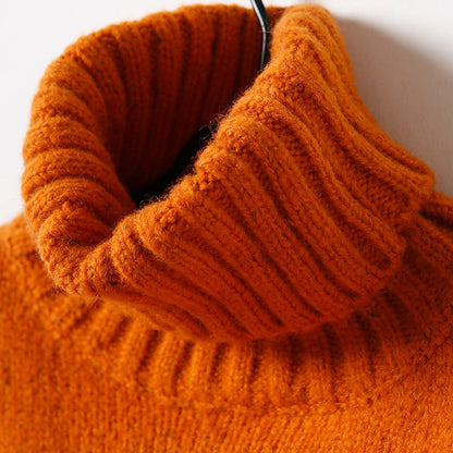 Pulloverkleid Damen High Neck Gelb Tunika Strickkleid Herbst Seite offen