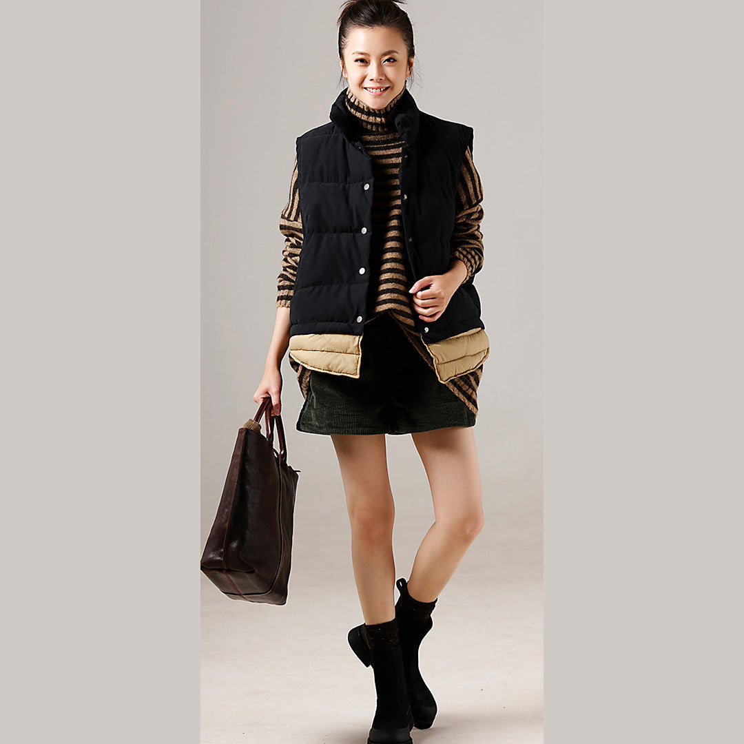 Pullover Pullover Vintage High Neck Khaki dick Art gestrickte Tops gestreift