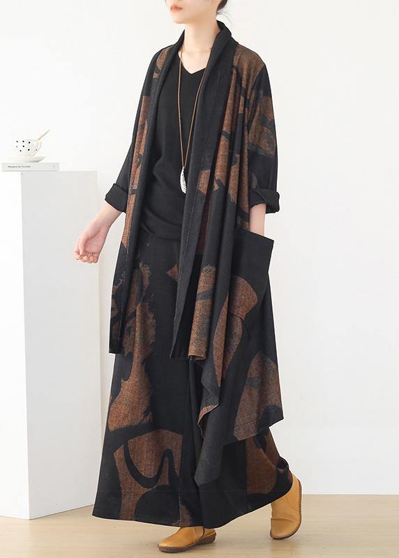 Thin woolen material suit women's winter large size loose and thin temperament long wide-leg pants - SooLinen
