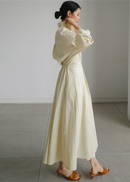 2024 schwarz und weiß streifen Peter Pan Kragen Taschen Baumwolle Kleid Langarm