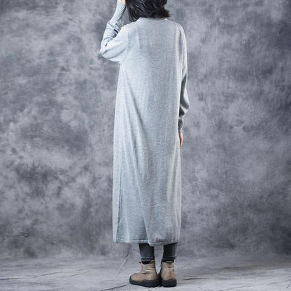 Schwarze und graue Maxi-Pulloverkleider mit hohem Halsausschnitt für Damen
