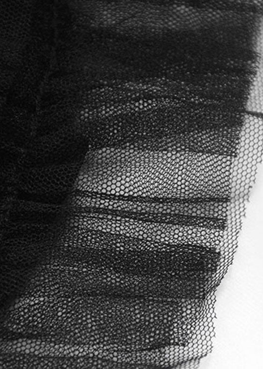 2022 Schwarzer Patchwork-Tüllrock Frühling