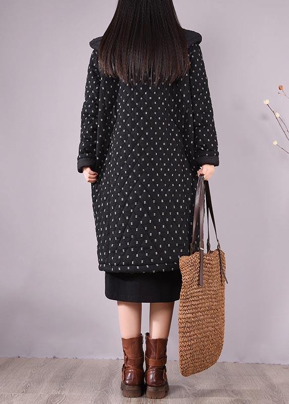 Top Quality Loose Fitting Coats Black Hooded Pockets Casual Outfit - SooLinen