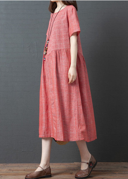 2022 Rote O-Ausschnitt Cinched Kleider Kurzarm